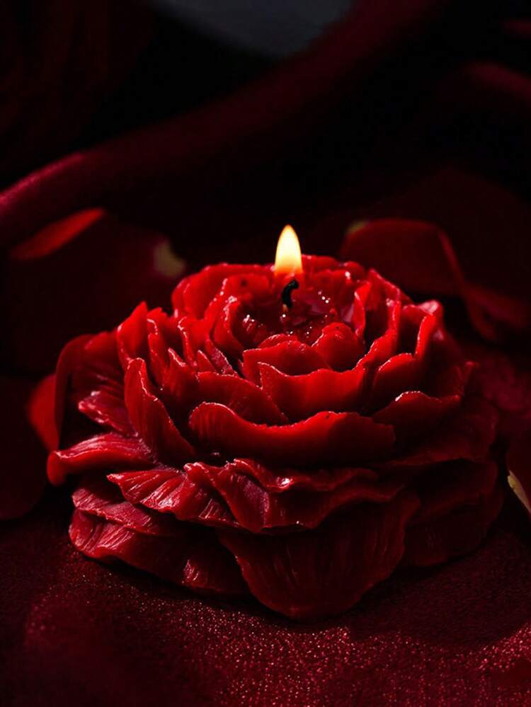 1pc Peony Shaped Scented Candle, Suitable As Gift For Female Friends, Colleagues And Classmates, Elegant Fragrance Candle - Multicolor - View 3