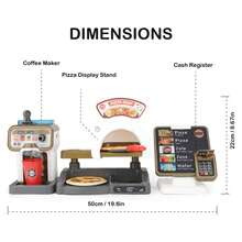 Pretend Play Coffee Shop Set With Cash Register And Pizza STEM Toy - Multicolor - View 7
