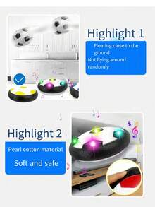 1 buah Bola Sepak Melayang, Bola Sepak Mengapung Bantalan Udara Elektrik, Permainan Pesta, Mainan Permainan 2 Pemain, Olahraga Sepak Bola Dalam Ruangan, Hadiah Mainan Kreatif & Unik - Hitam dan Putih - View 6