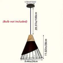 1 件铁网吊灯，北欧现代简约马卡龙风格，适用于餐厅、走廊、吧台、客厅、咖啡店、卧室照明、房间装饰，易于安装，不含灯泡 - 黑拼木色 - 查看 2