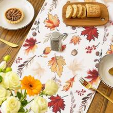 1 Stück Tischläufer mit Blattdruck für Thanksgiving, Ahorn-Blatt Landhausstil Dekoration für Küchentisch, geeignet für Wohnzimmer, Innen-/Außenbereich, Familientreffen