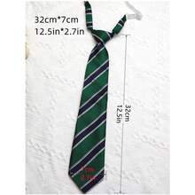 1 件海军蓝条纹弹性无领带，休闲日常穿着，适合 JK 校园风格和街头服饰