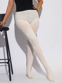 1 双女士薄款粗针织紧身裤，轻盈燕麦白色紧身裤，适合春秋季节