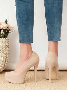 Ladies' Waterproof Platform High Heels, Commuting Shoes For All Seasons, Casual Shoes, Party Shoes, Formal Thick Soled Shoes - 杏色 - 查看 4