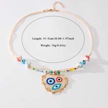 1pc New Zinc Alloy Dripping Oil Evil Eye Pendant Necklace