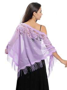 1pc Lace Floral Trim Wedding Veil Scarf Triangular Scarf For Dress,Beach,Holiday,Accsesories,Travel Essential - Multicolor - View 19