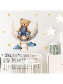 Hình dán tường gấu bông hoạt hình dễ thương | Trang trí tường phòng trẻ em ấm áp | Bộ trang trí phòng chơi trẻ em | Có thể tháo rời, dễ bóc và dán - Nhiều màu - Xem 5