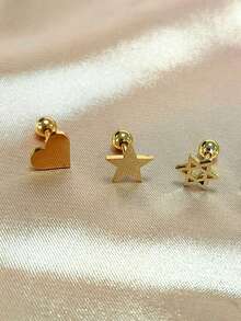 2 件星形螺旋球螺纹耳环，医用级钛钢防过敏个性化炫酷五角星软骨穿孔首饰 - 雪花 - 查看 5