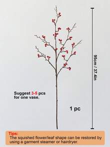 1 pieza Rama artificial de arándano rojo de 95 cm, rama de bayas de invierno, adecuada para decoración de otoño/invierno, Acción de Gracias, Navidad, Halloween, Festival de la Cosecha, Boda, Fiesta y decoración de mesa del hogar - Multicolor - Ver 10