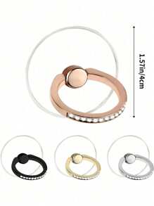 1pc Transparent Crystal Rhinestone Phone Ring Holder, Round Metal Rotating 360° Desktop Phone Stand, Universal Compatible With Apple/Android Phones, Birthday/Family/Friends Gift, Phone Grip, Phone Accessories