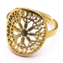 Viking Helm Of Awe Compass Nordic Rune Ring For Women Men Stainless Steel Gold Color Scandinavian Vegvisir Rings Jewelry - Ring - View 2