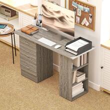 HOMCOM 120cm Computer Desk, Writing Table, PC Workstation With 3 Storage Shelves And Drawers - Grey - View 8