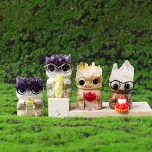 1PC Natural Crystal Gemstone Pets DIY Handmade Crystal Carving Hedgehog Fengshui Sculpture For Pet Memorial Ornament Home Garden Christmas Gift - Glasses Doll - View 11