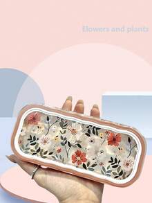 1 件时尚简约蝴蝶印花眼镜盒、波浪形太阳镜盒、处方眼镜收纳盒