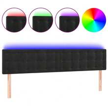Cabecero  Larryhot Negro 200x5x78/88 cm Terciopelo, resistente y duradero, estilo decorativo, fácil montaje - Negro - Ver 2