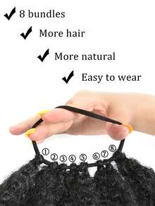 Summer 1-Pack African Shaggy Bun African Curly Natural Hairstyle For Synthetic Short Hair Extensions Ponytail (Natural Black, Afro 8-10 Inch) - Multicolor - View 5
