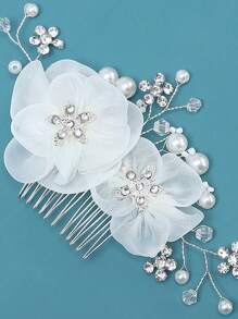 1 pièce Accessoire de cheveux de mariée populaire, peigne à cheveux fait à la main avec fleur blanche, accessoire de cheveux polyvalent pour mariage/demoiselle d'honneur