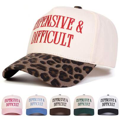1pc Women's "Expensive & Difficult" Embroidered Letter Trucker Hat, Casual Baseball Cap, Suitable For Spring, Autumn, Street, Travel, Beach Vacation