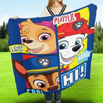  Paw Patrol Puppy Pattern Flannel Blanket, Cartoon Design For Office Air Conditioning, Sofa, Nap, Shawl