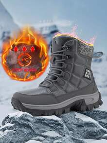 Botas de senderismo para hombre de suela gruesa y alta para otoño/invierno, botas de mujer talla grande (talla 36-46) de PU, zapatos de senderismo, zapatos casuales cómodos, botas de trekking, botas de escalada deportiva al aire libre, zapatos de campamento en la naturaleza, forrados térmicos, antideslizantes y duraderos, botas de senderismo negras