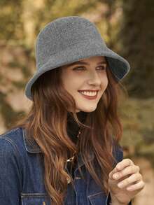 LEAJOURNO. 1pc Knitted Bucket Hat, Small Head Circumference, Flattering Bucket Hat For Women, Autumn/Winter Winter Outfits - Grey - View 4