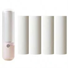 1pc Portable High-Grade ABS Material Mini Lint Remover In Cream & Contrast Color, Reusable T-Shape Fabric Clothes Pet Hair Remover, Daily Universal Pet Supplies