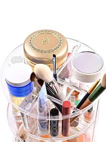 Transparent Cosmetic Storage Rack, 360-Degree Rotating Desktop Organizing Shelf, Acrylic Box, Dressing Table Lipstick Skin Care Products Storage Box, Cosmetic Display Rack - Multicolor - View 5