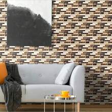 12/25 件 3D 大理石厨房墙贴，水晶光滑防水防油自粘瓷砖贴纸，浴室后挡板贴花，墙贴花，家居装饰乙烯基贴花，春季装饰品让您的家焕然一新，节日装饰贴纸礼物生日毕业 - 黃色 - 查看 7