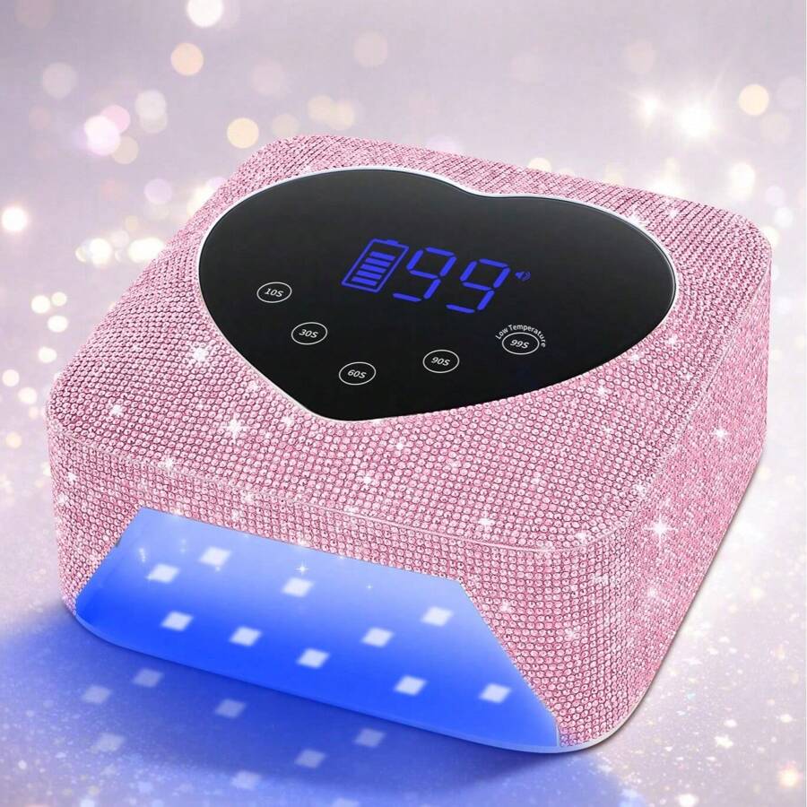 COSYGLOW 1 Pc UV Nail Lamp, 72W UV Nail Light For Gel Nails With 5 Timer Setting, Rechargeable Nail Dryer With Diamond, Professional Quick Dry Curing Lamp With Display Auto Sensor For Salon & Home,US Plug