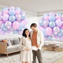 25/35/50pcs Pink, Blue, Purple Balloon Set, 10inch Latex Balloons, Frozen Mermaid Style Balloons With Confetti Balloons, Suitable For Mermaid, Snowflake, Birthday Gender Reveal Party Decorations - Multicolor - View 4