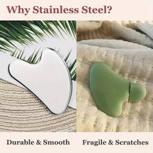 Stainless Steel Facial Roller & Gua Sha - Metal Gua Sha, Gua Sha Facial Tools 304 Stainless Steel, Facial Body Treatment, Puffiness Reduction, Lymphatic Drainage, Facial Tension - Silver-Set Combo - 彩色 - 查看 9