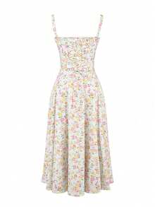 ii Floral Print Midi Dress Flowy Split Dresses A Line Casual Sundress For Summer