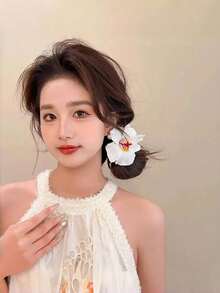 3pcs Women Hibiscus Flower Hair Clips, Realistic Floral Side Hairpins, Vacation Style, Photography Prop Claw Clips Hair Claws Hair Barrettes, School Stuff, Vacation Outfits Woman, Hair Accessories, Head Accessories, Hair Accessories For Women - Multicolor - View 5