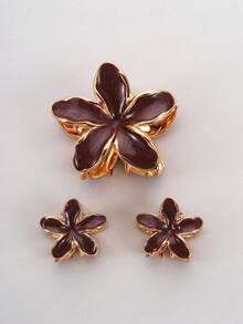 3pcs Zinc Alloy Enamel Lily Flower Hair Clips, Cute Girls Summer Beach Holiday Hair Clips, Daisy Flower Elegant Hair Clips, Women's Half-Covered Hair Clips, Hair Claws, Fairy Hair Clips (Random Style Paper Board), Fashion Hair Clips Accessories For Autumn/Winter Elegant Claw Clip Holiday Essential Hair Accessories - Brown - View 5
