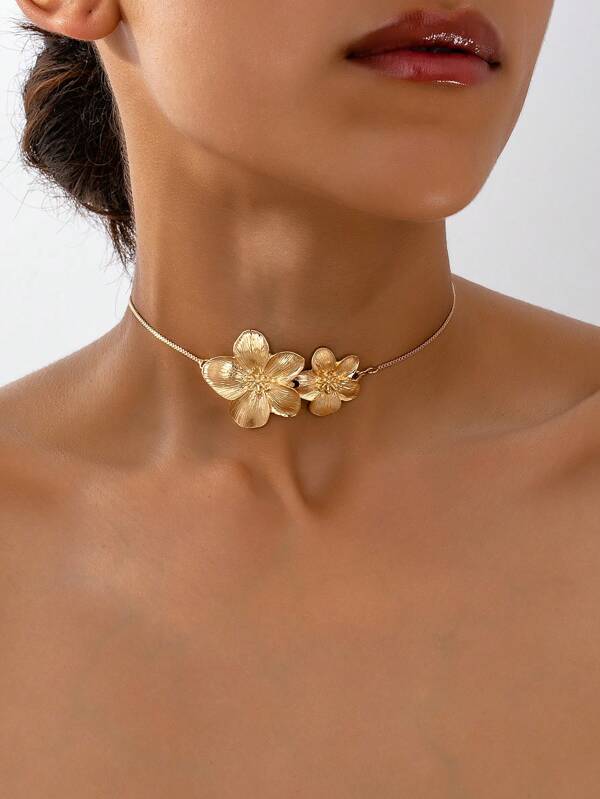 1pc Women's Adjustable Floral Pendant Necklace, Fresh And Elegant For Daily Wear, Party Or Gift