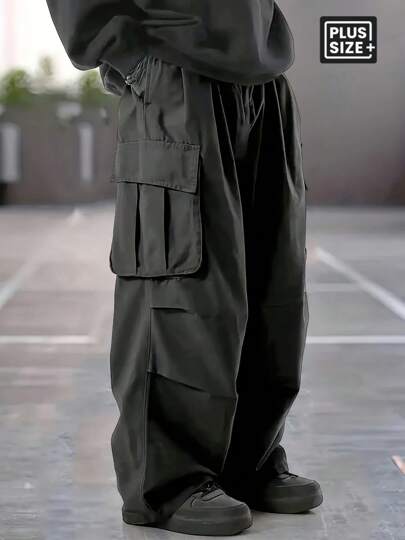 Men's Plus Size Cargo Pants Autumn Winter Fashion Outdoor Cavalry Pants Casual Cargo Pants Large Pocket Straight Leg Sweatpants