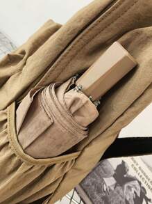 1pc Solid Color Nylon Waterproof Zipper Closure Minimalist Backpack, Suitable For Boys & Girls, Spring/Summer Use