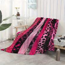 Ultra-Soft Cheetah Pink Flannel Throw Blanket - Versatile & Warm For Bed, Sofa, Car Travel | Machine Washable, All-Season Comfort, HKStorage - 彩色 - 查看 6
