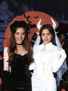 1pc Halloween Black Rose And Bat Headbands, Halloween Photo Props, Halloween Party Decorations, Halloween Party Supplies, Halloween Headwear