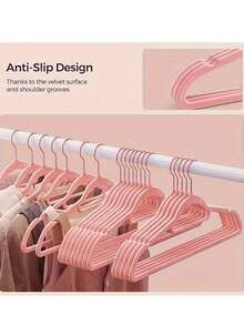 Premium Velvet Hangers 50 Pack Heavy Duty - Non-Slip - Velvet Suit Hangers Light Pink - Rose Gold Swivel Hook, Space Saving Hangera ,Suitable For Home Storage And As A Party/Holiday Gift - 粉色 - 查看 6