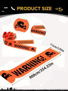 1 件恐怖万圣节户外装饰，万圣节橙色海盗骷髅警示胶带，适用于万圣节派对房间装饰丝带，户外装饰 DIY 彩带，窗户、门、护栏装饰，禁止进入非粘性胶带，万圣节装饰