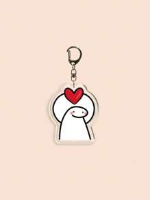 1 pieza Llavero de personaje de dibujos animados blanco popular, dije de mochila acrílico con expresión antropomórfica divertida y de amor, regalo para amantes y fans, para útiles escolares, de vuelta a clases