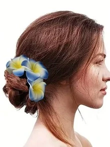 1pc New Girls Faux Foam Flower Hair Scrunchie,Hawaii Daisy Flower Elastic Hair Ties, Suitable For Bun, High Ponytail, Ponytail Holders, Hair Elastics, Hair Rubber Bands, Hair Bobbles