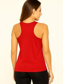 Smooth Dry Back Racerback Gym Sports Fitness BumBum Fit Tank Top - 紅色 - 查看 2