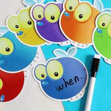 可擦苍蝇拍卡片、空白卡片、幼儿园拍手游戏、蒙特梭利教育、DIY学习卡、教育用品、返校 - 彩色 - 查看 10