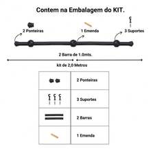 Wooden Rod Kit 2.00m X 19mm Curtain Rod Various Colors - Black - View 2