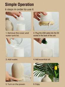 ellestfun 1pc USB 5V 80ml Resin Ultrasonic Essential Oil Diffuser & Aroma Diffuser & Humidifier, Suitable For Small Room Aromatherapy Humidification - Multicolor - View 12