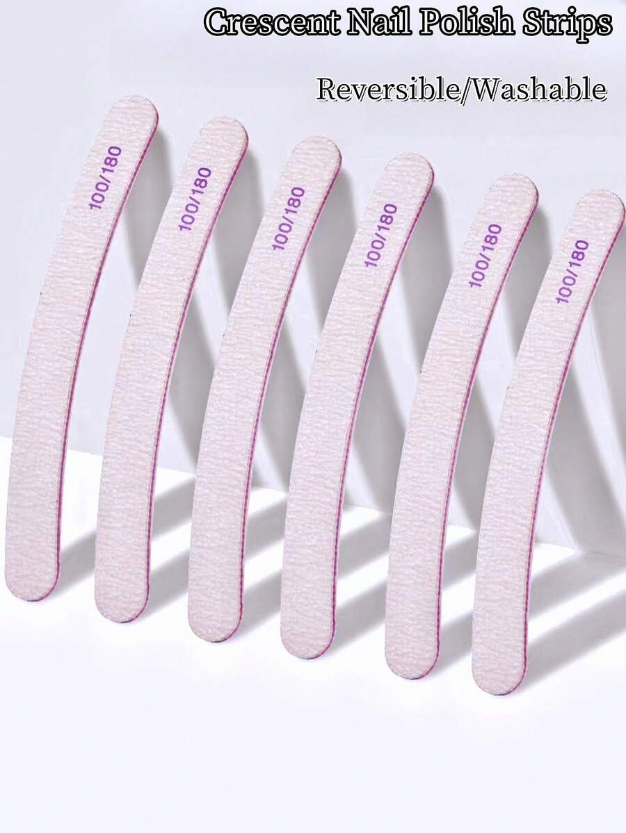 5件套灰色专业指甲锉，弧形，100/180粒度