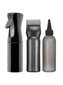 3pcs Hair Styling Kit-Continuous Spray Bottle,Hair Dye Bottle&Squeeze Bottle- Apply To Hair Roots Perfect For Normal Hair Types - Multicolor - View 7