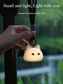 1PC Bat Night Light Silicone Pendant, Soft Glow, LED, Silicone Material, Hanging Design, USB Rechargeable, Decorative, Kids Room, Cute Style.